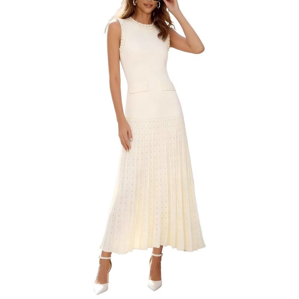 Leon Gori Womens  Sleeveless Solid Maxi Dress